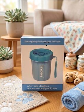🐾 Blue Portable Dog Paw Cleaner Cup with Silicone Bristles 🐾